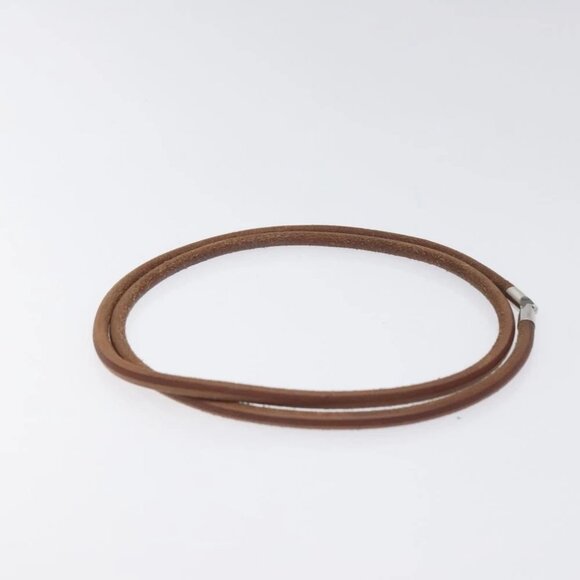 HERMES Laniere Bracelet Leather Brown Auth bs27243 - Picture 8 of 8
